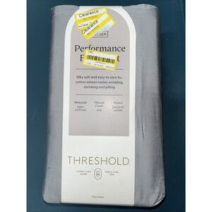Queen 400 Thread Count Performance Flat Sheet Classic Gray‎ - Threshold: Cotton